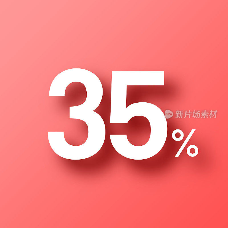 35% - 35%。图标在红色背景与阴影